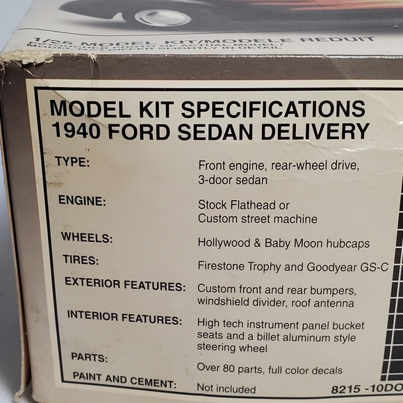 AMT Ertl 1940 Ford Sedan Delivery Model Kit #8215 Scale 1/25 SEALED BOX NEW. - Picture 8 of 14